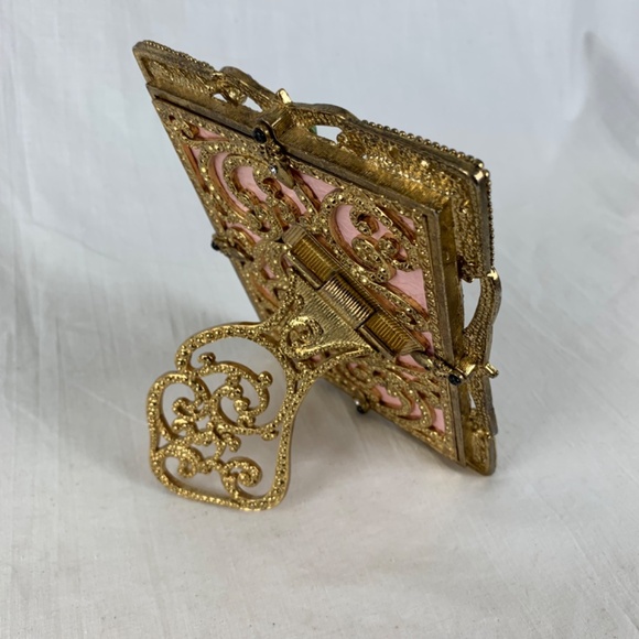 New Collette et Cie Crystal Jeweled Frame for 3X4 Photo Ornate Gold Back - Picture 9 of 13